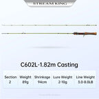 STREAM KING  Spinning Fishing Rod  61.9g Ultralight Casting Carbon Rods MF Action UL L power  Fishing Tackle Travel Rod