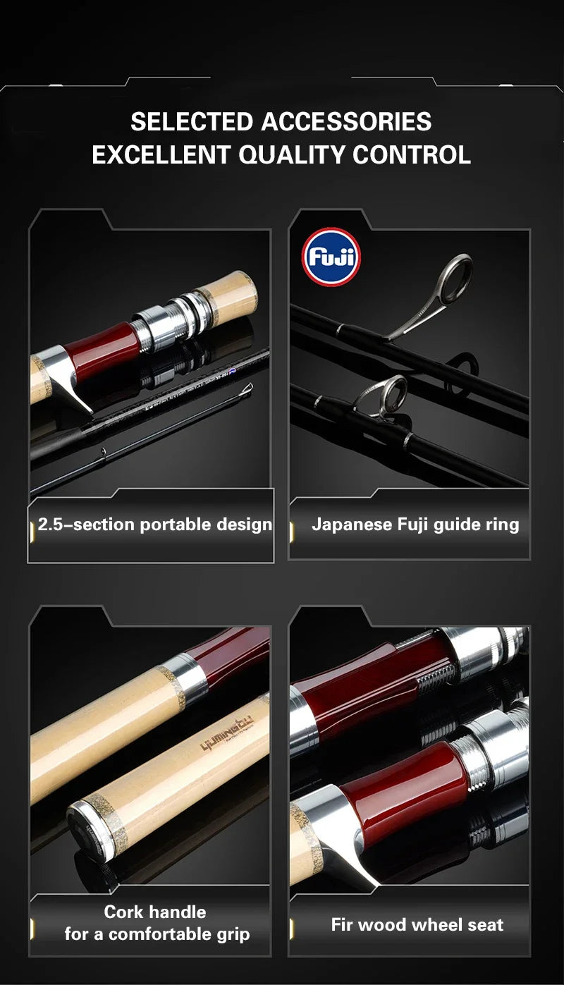 Fishing Fame - Chixi Fourth Generation - Fuji Guide Ring Ultralight Micro Bait Rod Super Soft UL Adjustment, Stream Lure Rod.