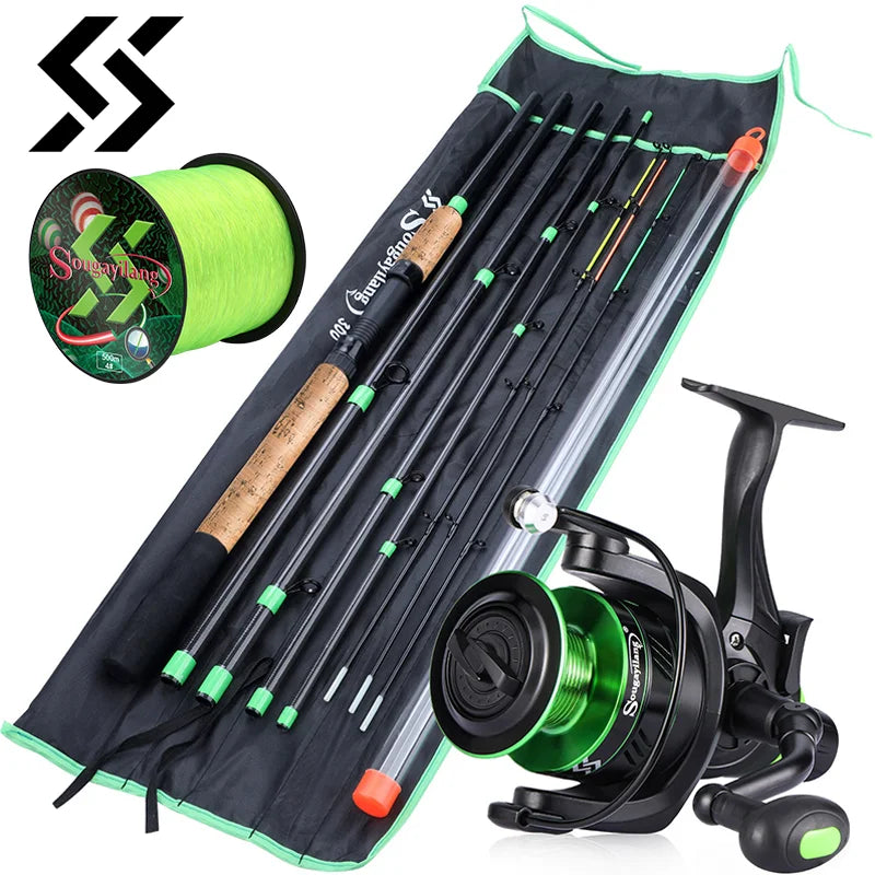 Sougayilang 3.0m Carp Fishing Combo L M H Power Feeder Rod and Spinning Reel with Free 500m Nylon Line Full Kit