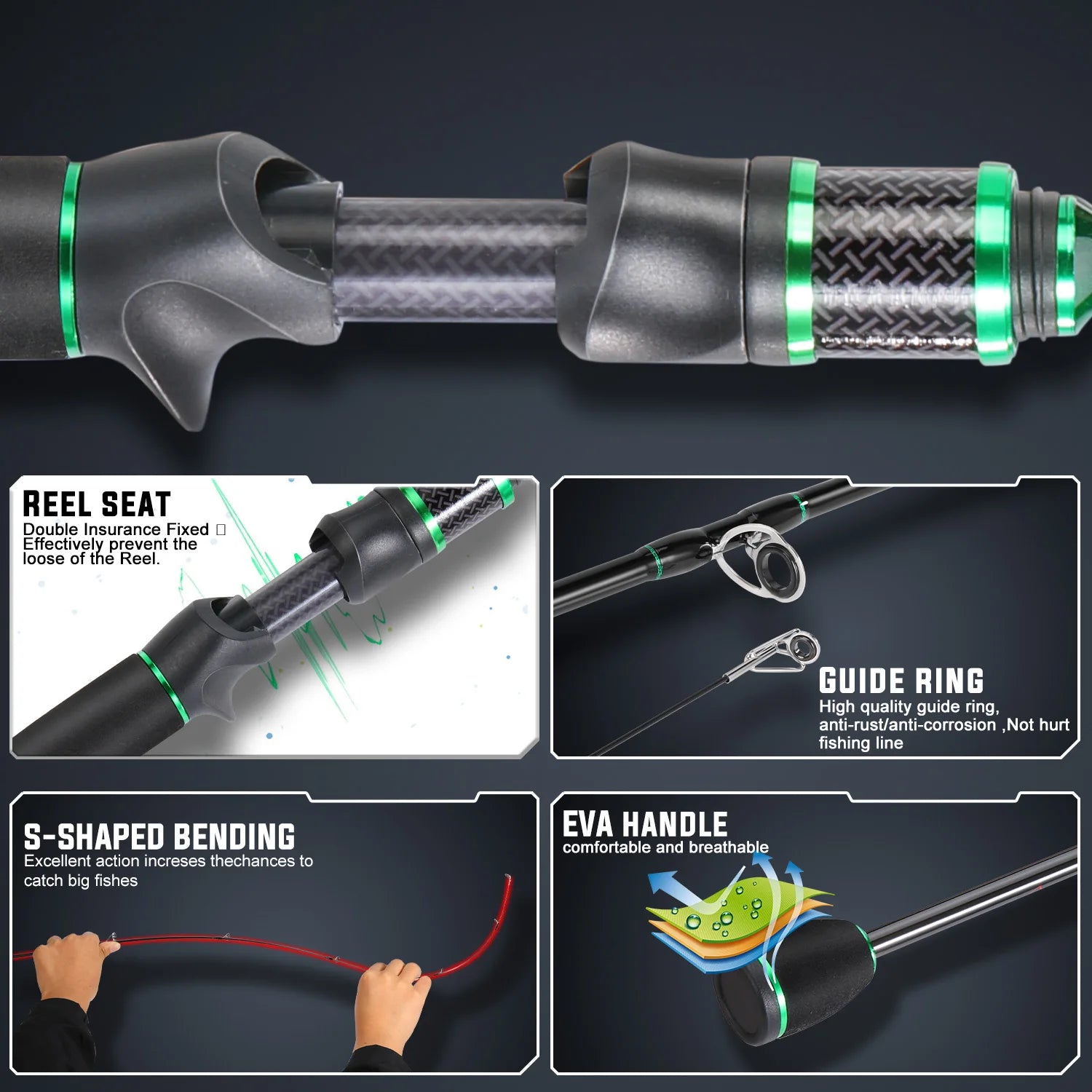 Sougayilang Professional Fishing Rod with Ultra Light and High Carbon Material EVA Comfortable Grip Enjoying the Fun of Fishing