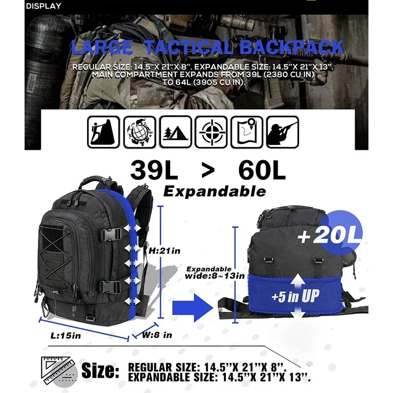 60L Tactical Backpack Hiking