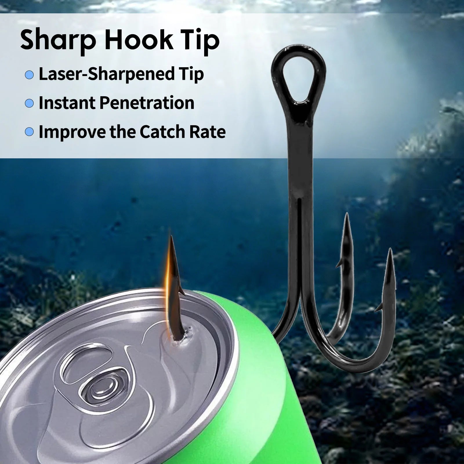 9KM Fishing Treble Hooks High Carbon Steel Brabed Triple Hook Fishing Hooks on Hard Lures Saltwater Fishing