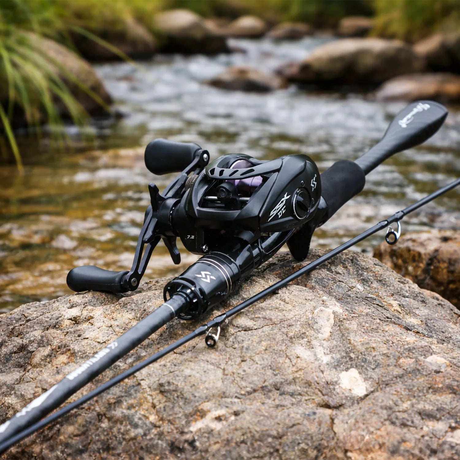 Sougayilang DC Baitcasting Reel & Carbon Fishing Rod Combo 7.2:1 Gear Ratio Ultralight Baitcaster Set for Bass  Fishing