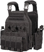 600D Nylon Quick Release Tactical Vest with Multi-Magazine Pouches, Outdoor Hunting Airsoft Plate Carrier