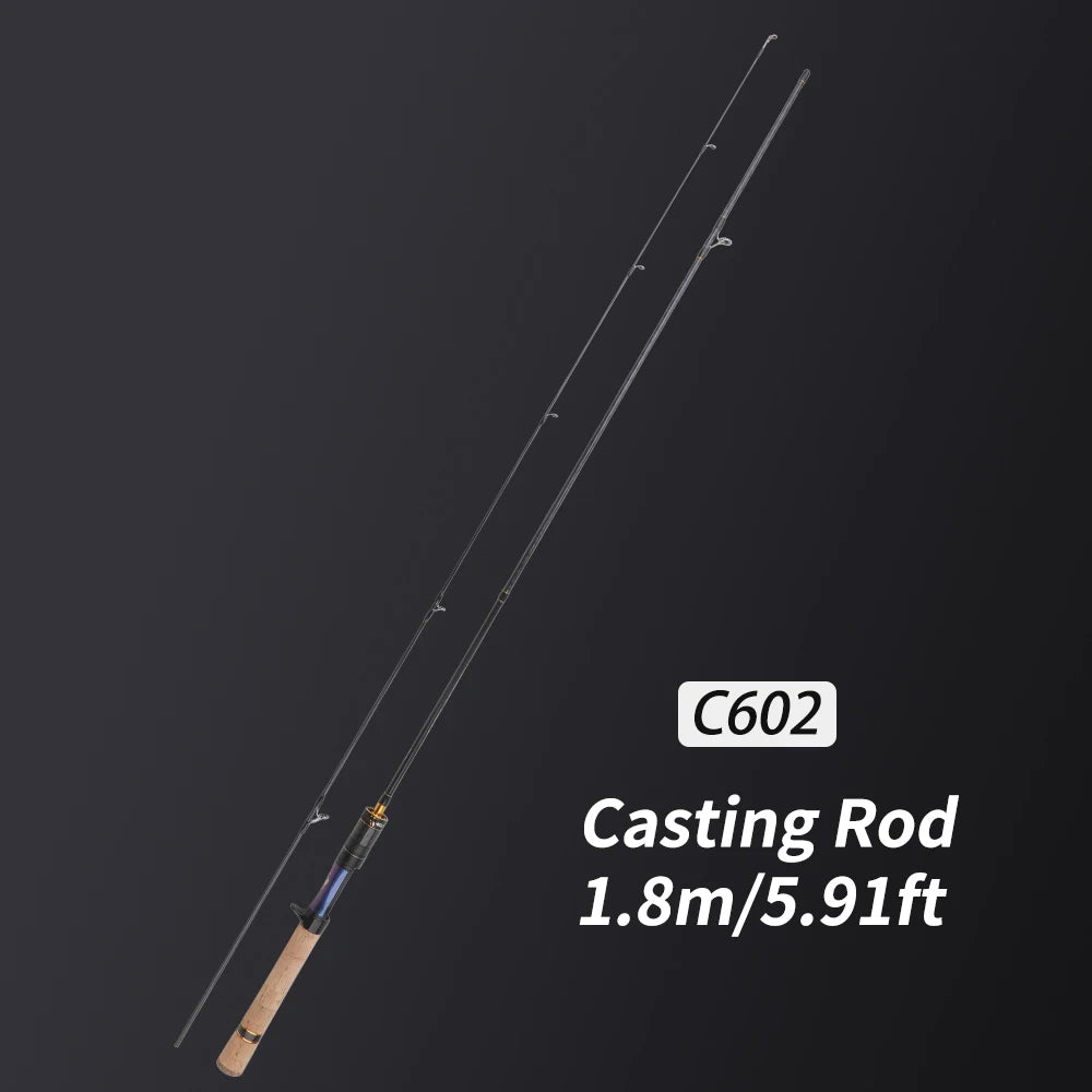 ROLLFISH Ultra Light Carbon Fiber Spinning & Casting Fishing Rod, UL Power Freshwater for Trout Bass with Sensitive Tip