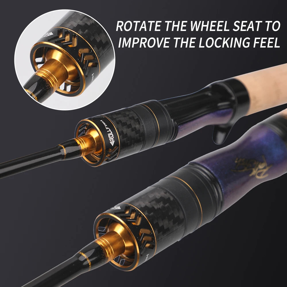 ROLLFISH Ultra Light Carbon Fiber Spinning & Casting Fishing Rod, UL Power Freshwater for Trout Bass with Sensitive Tip