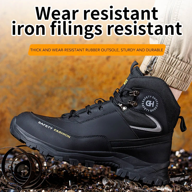 Men Steel Toe Work Shoes Anti-smash Anti-puncture Indestructible Shoes Protective Security Footwear Boots