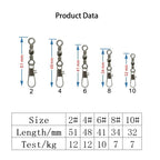 50Pcs Fishing Connector Swivels Interlock Pin Bearing Rolling Swivel Snap Swivel Fishhook  FishingLure