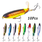 Popper Fishing Lure Set 11cm/14g Artificial Topwater Hard Bait Rotating Wobblers Tackle Fishing Bait Accessories 5/10Pcs