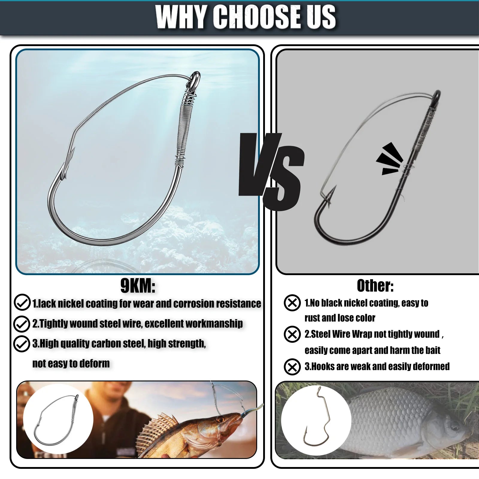 25-100Pcs Weedless Drop Shot Hooks Wacky Rig Worm Hook Sea Bass Fishing Tackle for Soft Lure