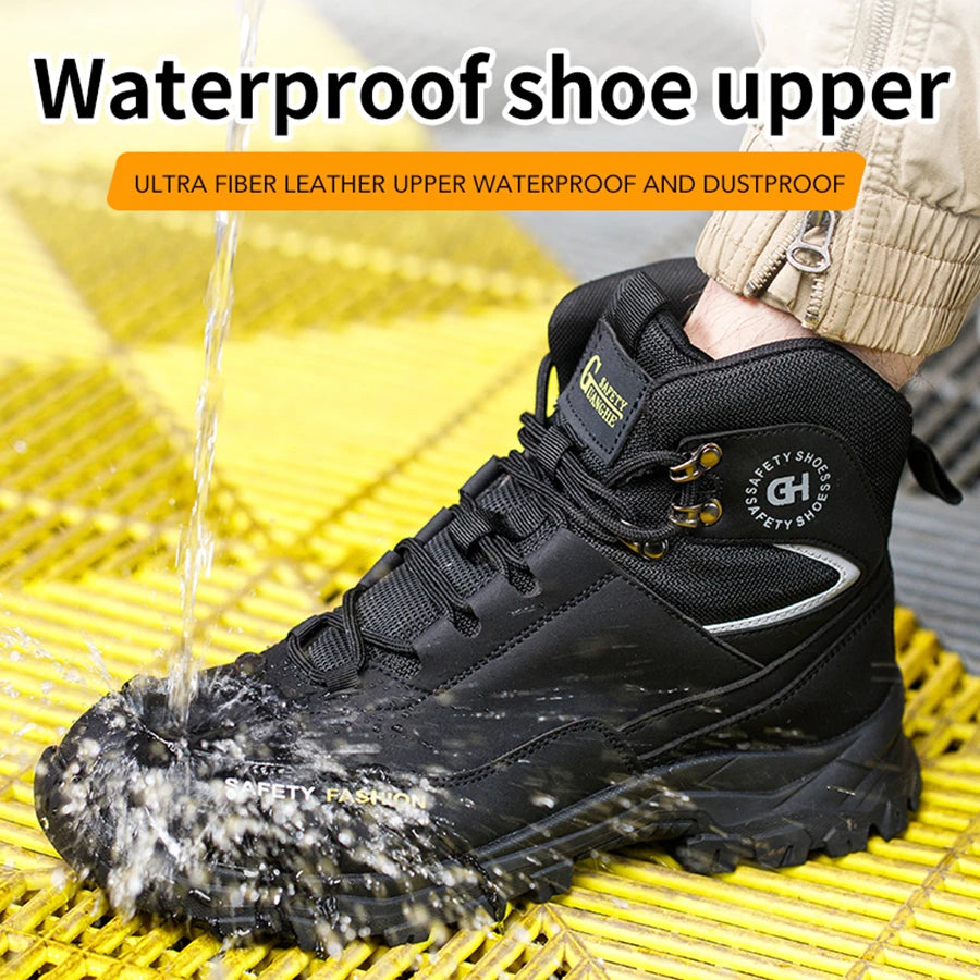 Men Steel Toe Work Shoes Anti-smash Anti-puncture Indestructible Shoes Protective Security Footwear Boots