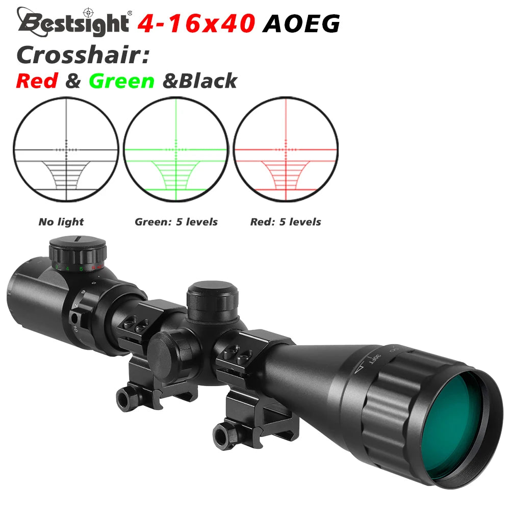 4-16X40 AOE Optics Hunting  Red&Green Dot Illuminated Sight Scope Hunting Gear