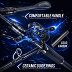 Sougayilang DC Baitcasting Reel & Carbon Fishing Rod Combo 7.2:1 Gear Ratio Ultralight Baitcaster Set for Bass  Fishing