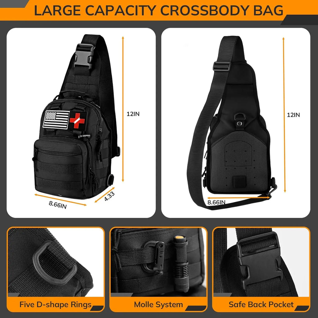 250-Piece Survival Kit with First Aid, Tactical Gear, Emergency Tent & Crossbody Bag for Outdoor Adventure and Gifts