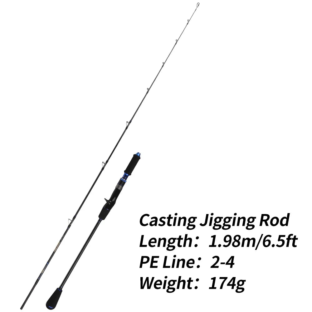 ROLLFISH Premium Fast Jigging Rod – Carbon Fiber, Fuji Guides & Reel Seat, Spinning/Casting Saltwater Fishing Rod