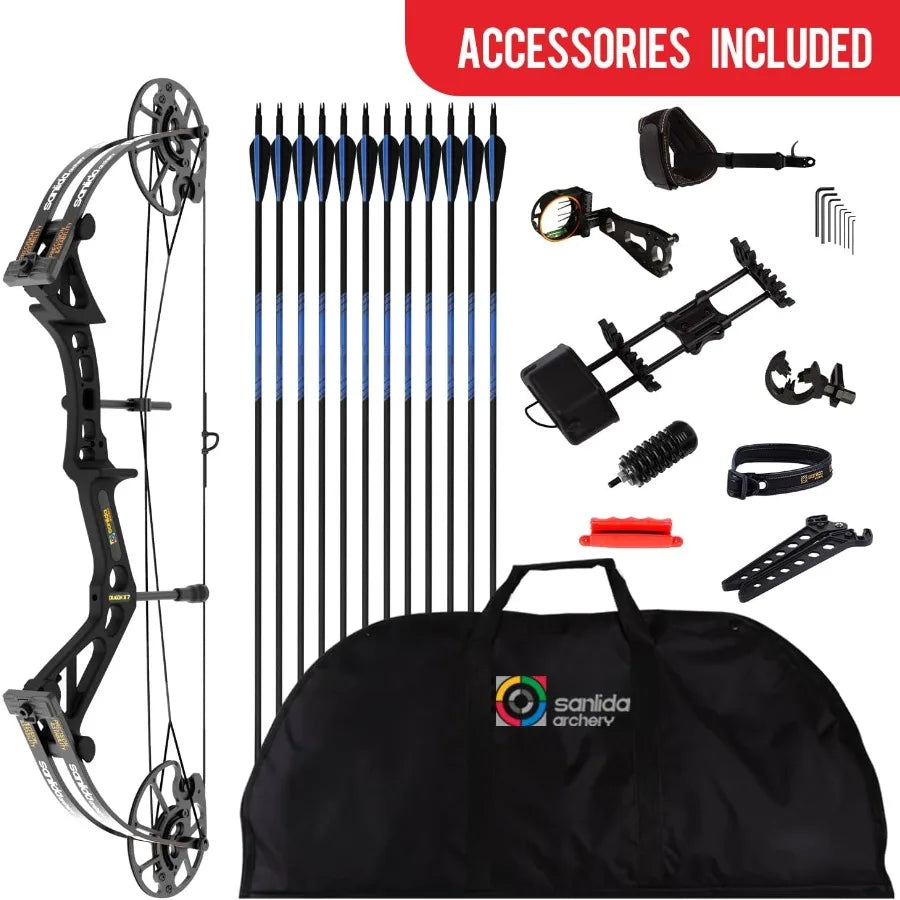 Sanlida Dragon X7 Ready to Hunt Compound Bow Package for Adults Archery Compound Bow and Arrow Set 0-70 Lbs Draw Weight righthand