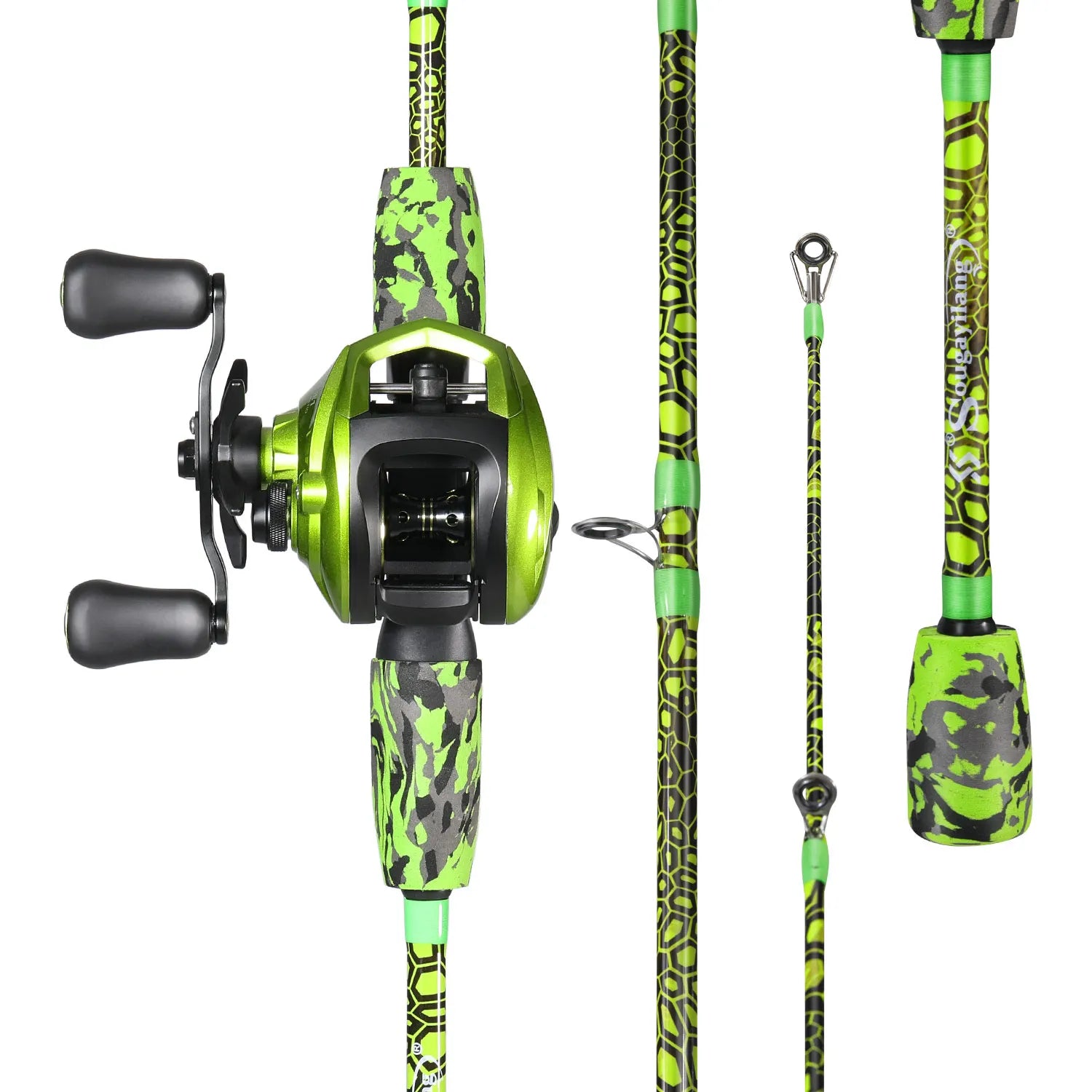 Sougayilang 1.68m/1.8m M Power Baitcasting Fishing Rod Reel Combo 30 Ton Carbon Fiber 6.3:1 Gear for Freshwater Bass Fishing